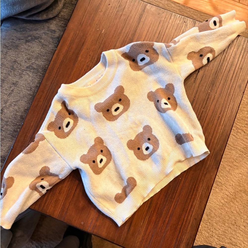 Patrizia Luca Kids Bear Sweater - Cream and Brown